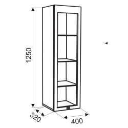 ASCOR fali vitrin – Modern üvegfrontos nappali vitrin polcokkal