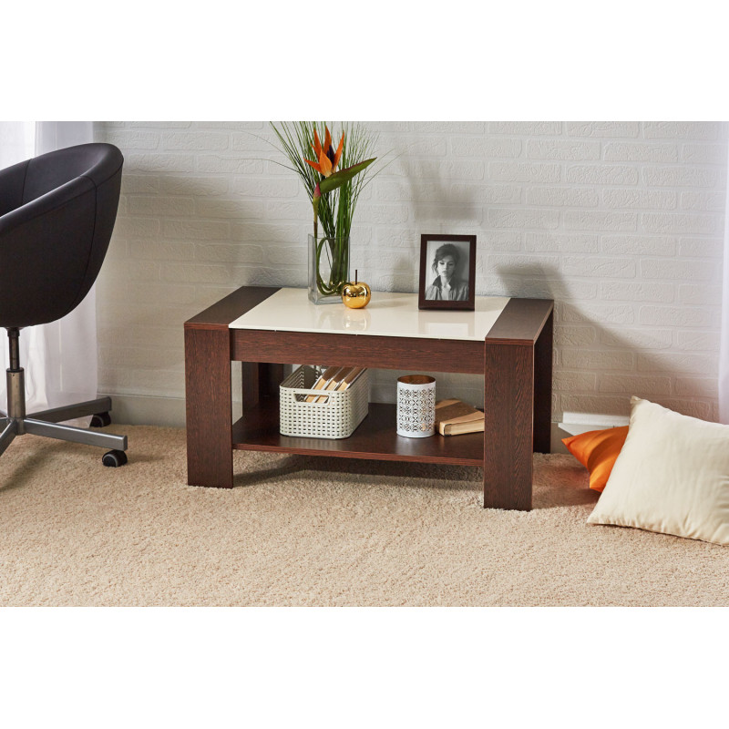 OSCAR dohányzóasztal – Üveglapos modern dohányzóasztal polccal