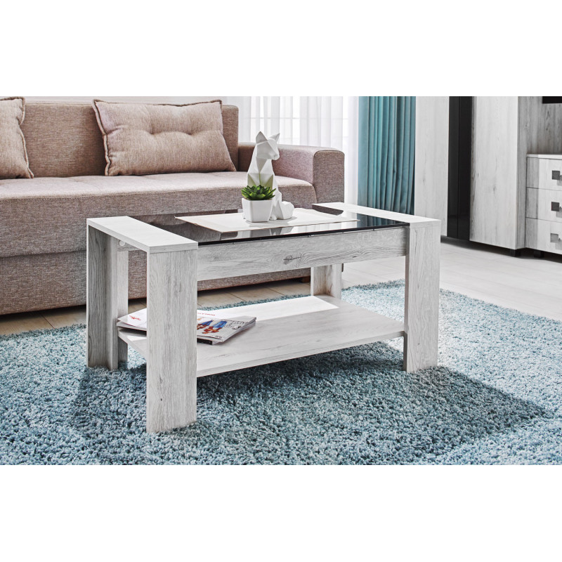 OSCAR dohányzóasztal – Üveglapos modern dohányzóasztal polccal