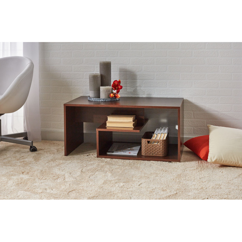 RONDO dohányzóasztal – Modern geometrikus dohányzóasztal polcokkal