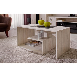 RONDO dohányzóasztal – Modern geometrikus dohányzóasztal polcokkal