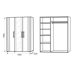 FENIX nyíló ajtós gardrób – tágas ruhásszekrény