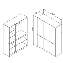 HAPPA nyíló ajtós gardrób – modern, tágas ruhásszekrény 150 cm