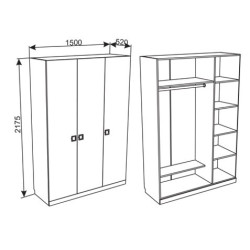 MIGO háromajtós szekrény – nagy kapacitású, modern ruhásszekrény