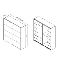 SCAPE tolóajtós gardrób – prémium, fényes felületű ruhásszekrény