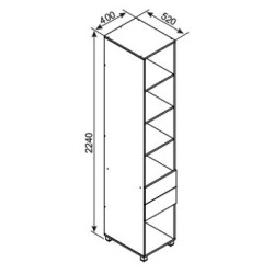 KOSMO gardrób 40 cm polcokkal és fiókokkal – Moduláris szekrény