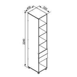 KOSMO gardrób 40 cm üveges polcokkal és fiókokkal – Modern modul