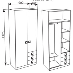 AMIGO kétajtós gardrób – modern ifjúsági ruhásszekrény | Lakásform