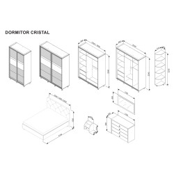 CRISTAL gardróbszekrény – modern hálószobai ruhásszekrény