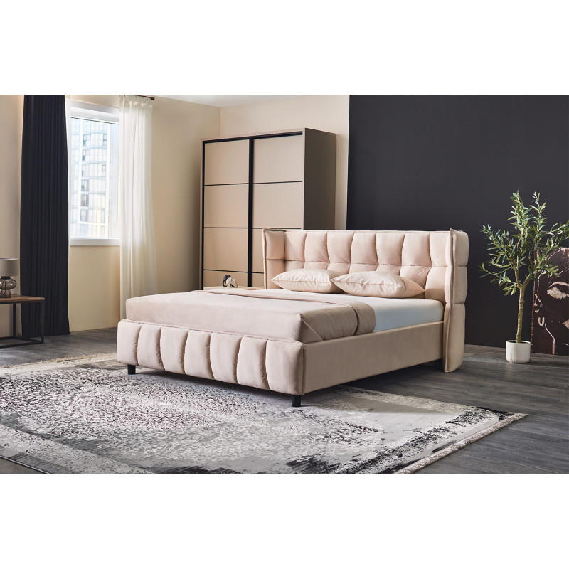 HAMBURG franciaágy – modern kárpitozott ágy magas fejtámlával