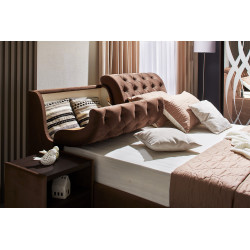 FRANKFURT franciaágy – elegáns kárpitozott ágy tárolós fejtámlával