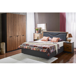 HAPPY éjjeliszekrény – modern dió és fehér sonoma