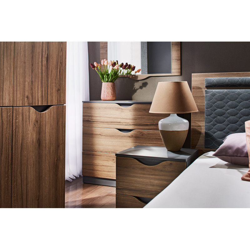 HAPPY komód – modern dió és fehér sonoma tároló