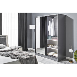 HAPPY gardrób tolóajtós tükrös – több méretben, fehér grafit