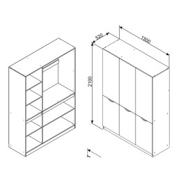 HAPPY gardrób nyílóajtós – dió és fehér sonoma