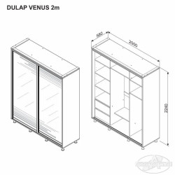 VENUS tolóajtós gardrób tükörrel több méretben