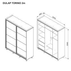 TORINO tolóajtós gardrób több méretben