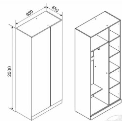 PALERMO szekrény 85 cm – tölgy-fehér nappali bútor