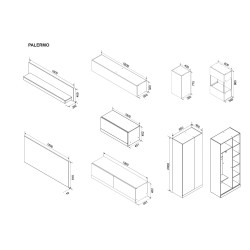 PALERMO nappali bútor összeállítás – modern tölgy-fehér nappali szett