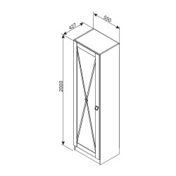 Modern ELDORADO akasztós szekrény elem 55 cm szélességgel, X mintás designnal. Ideális nappaliba vagy gardrób kiegészítéshez.