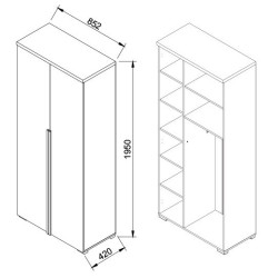 DUET gardrób 85 cm – modern, kompakt tárolószekrény