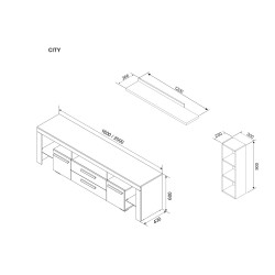 CITY nappali szett – modern bútor LED világítással