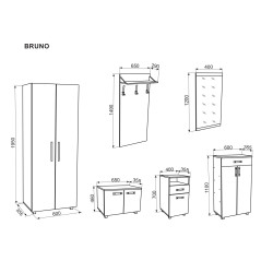 BRUNO előszoba bútor szett – komplett előszoba összeállítás