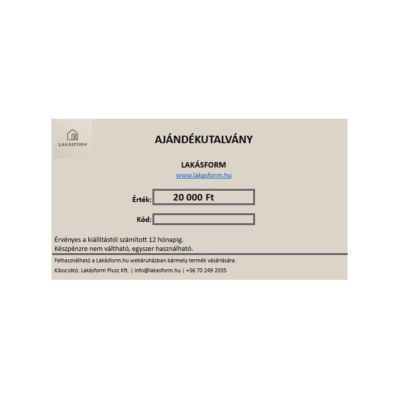 Lakásform Ajándékutalvány – tökéletes ajándék bármilyen alkalomra