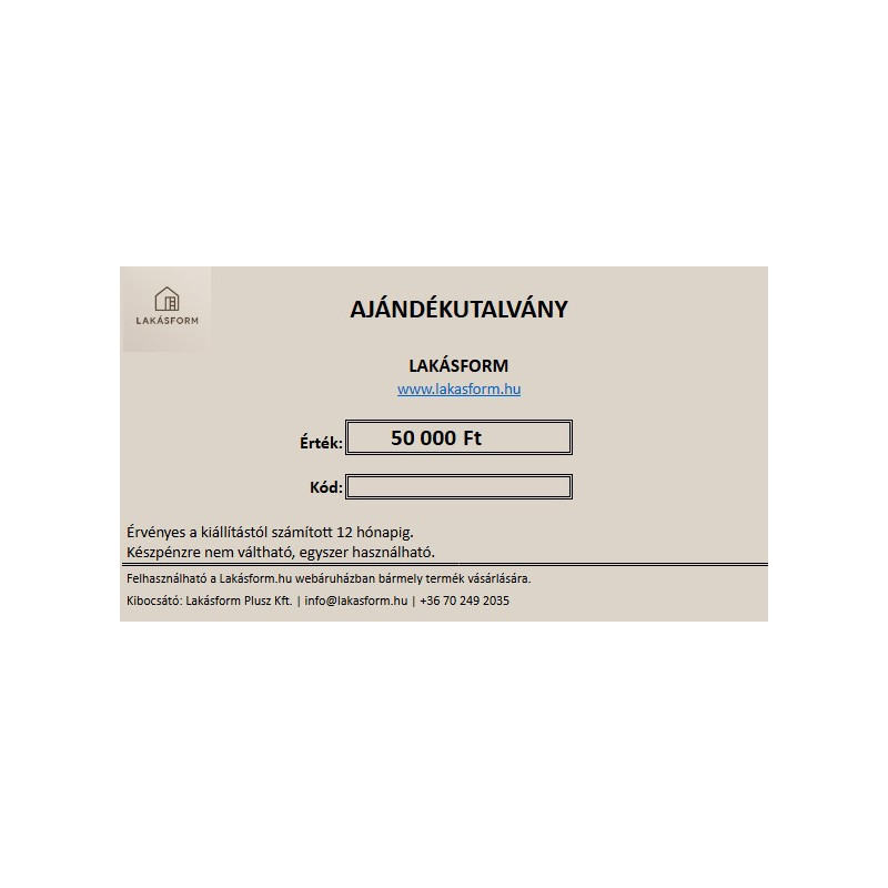 Lakberendezés ajándékutalvány  – tökéletes ajándék bármilyen alkalomra