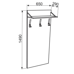 BORUN előszoba fogas panel – modern, praktikus, felső polccal és három akasztóval