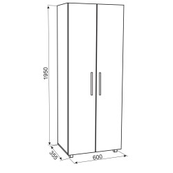 BORUN előszobai akasztós szekrény – modern, kétajtós gardrób akasztórúddal és polccal