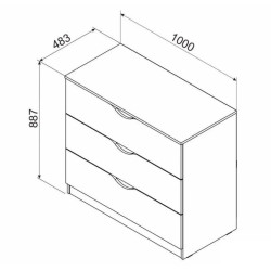 HAPPA 3 fiókos komód – modern, természetes faerezetű, elegáns tárolóbútor