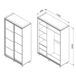 TARION gardrób – modern tolóajtós szekrény több méretben és színben
