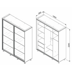 TARION gardrób tükörrel – modern tolóajtós szekrény, elegáns és helytakarékos kialakításban