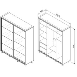 TARION gardrób fekete üveggel– modern tolóajtós szekrény, elegáns és helytakarékos kialakításban