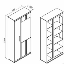 FIRENZE nappali vitrin 2,1 m – Modern üvegajtós vitrin | Lakásform.hu