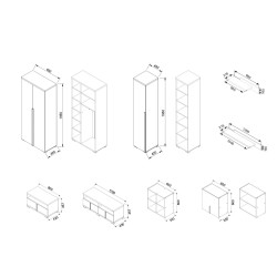 TEDU nappali bútorcsalád bükk-szürke – modern, praktikus elemes bútorok otthonra