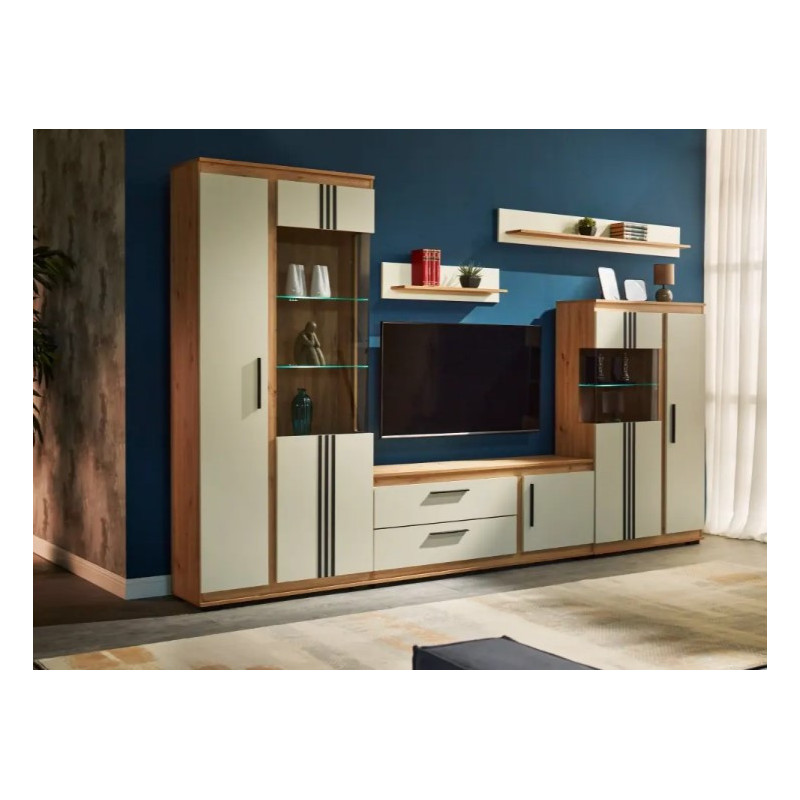 FIRENZE nappali tölgy-krém– modern, elegáns elemes nappali bútorok