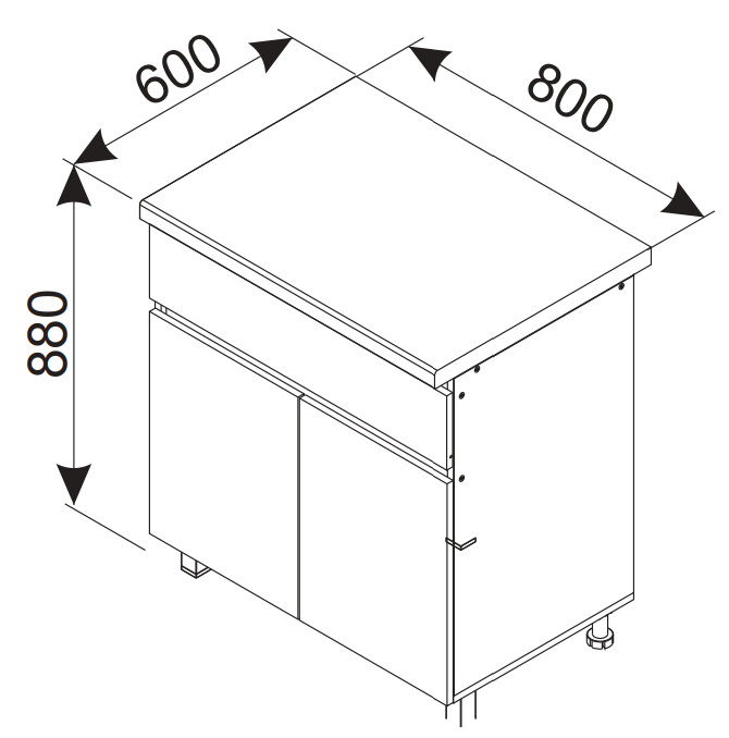 Alsó modul (fiók + ajtó) 800 BI