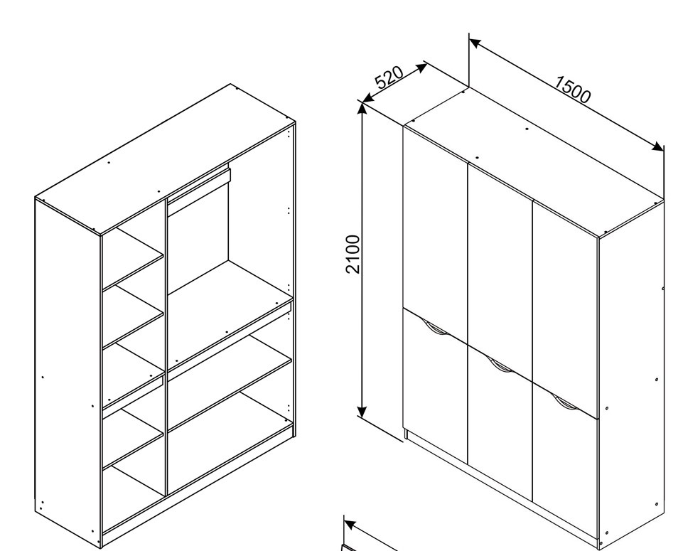 Gardrób – nyílóajtós 1.5 m