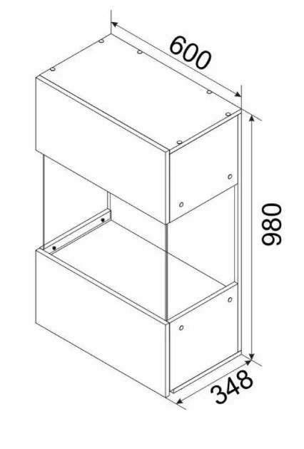 függesztett vitrines szekrény 60 cm