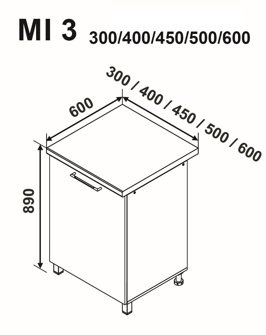 MI3 500 alsó modul (1 ajtós)