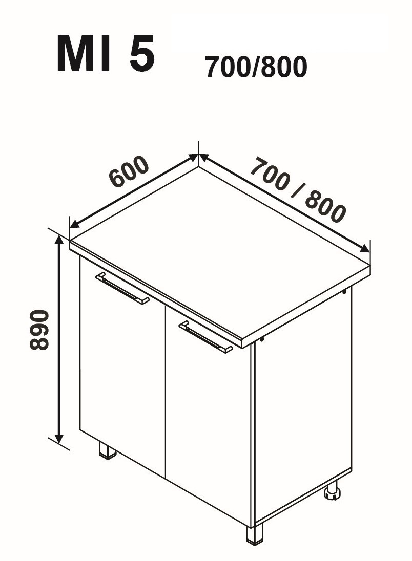MI5 600 alsó modul (2 ajtós)