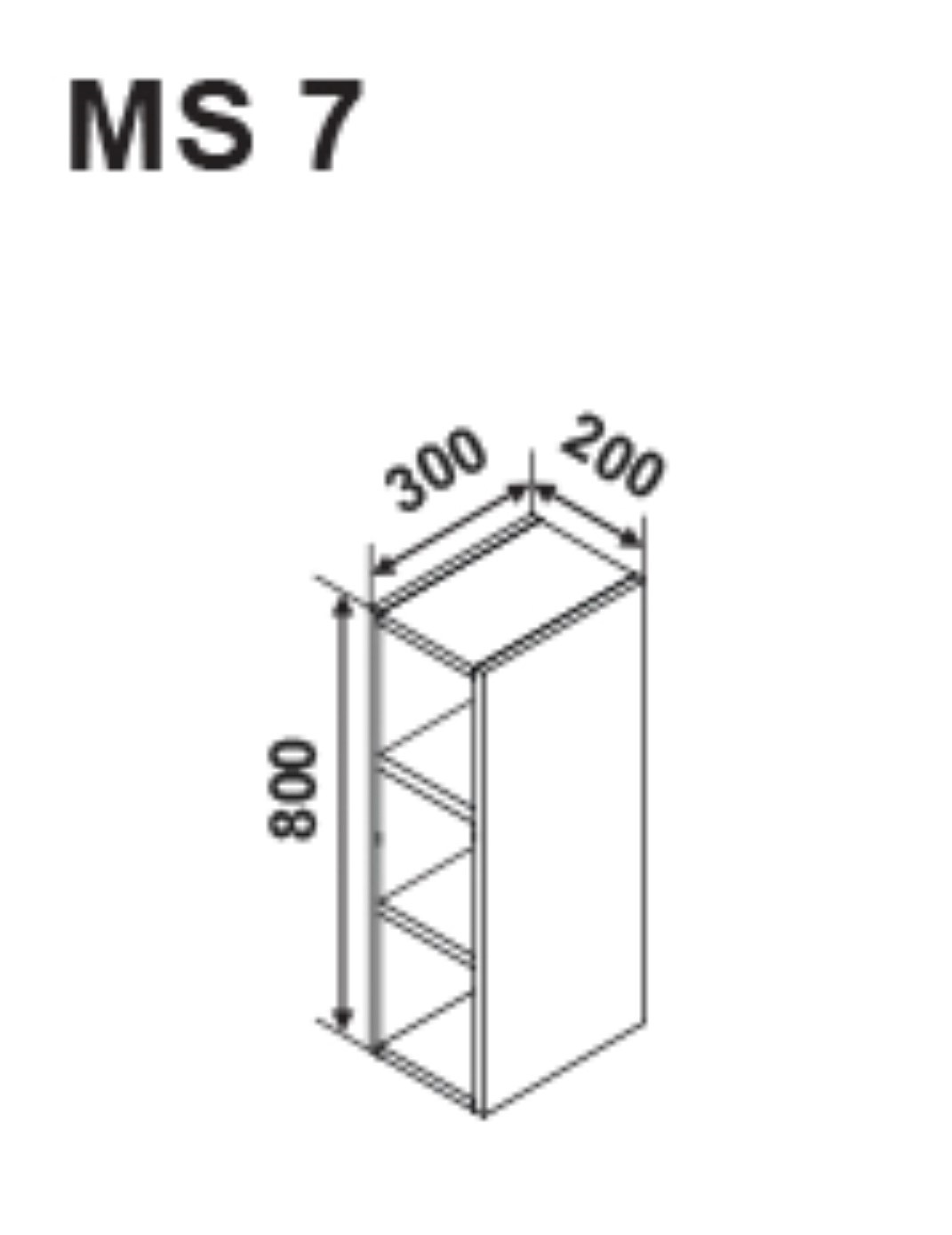 MS7 200 felső nyitott polcos modul