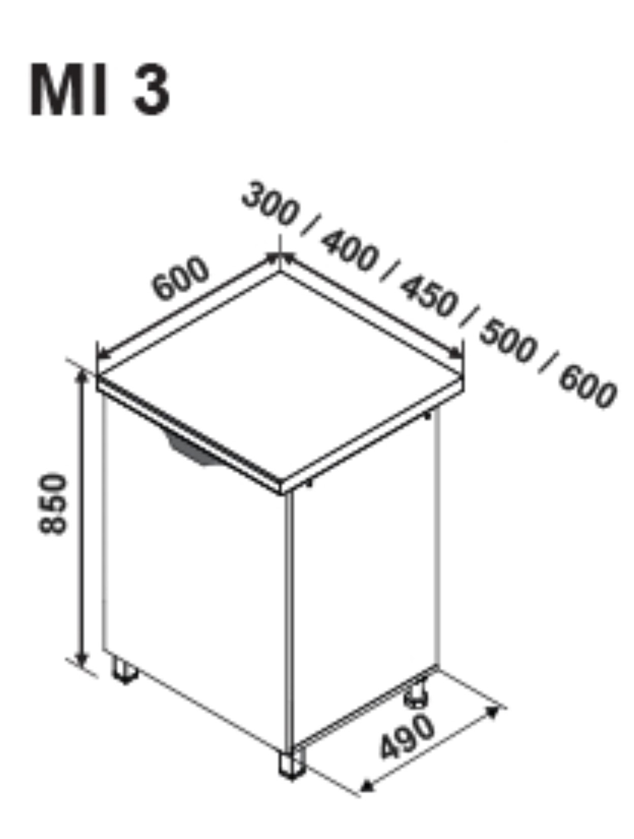 MI3 300 alsó egyajtós modul